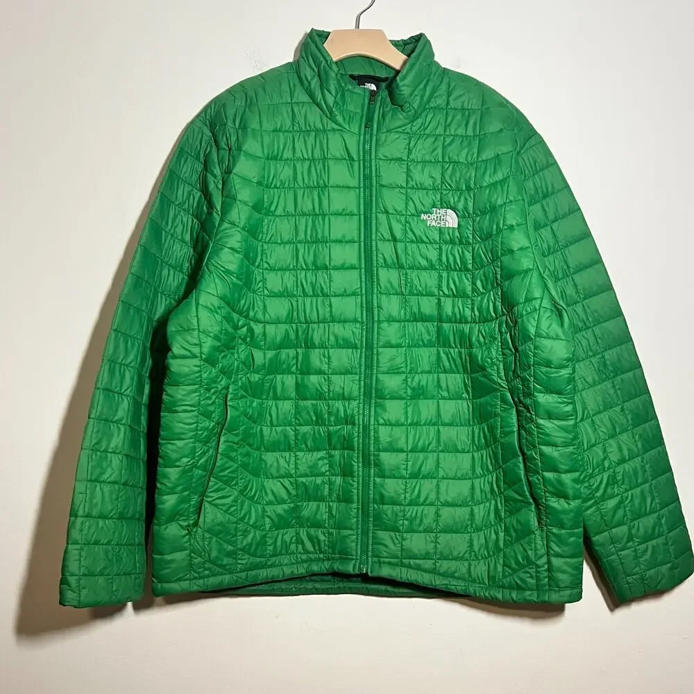The North Face Men EUC Green Thermoball Eco Zip Quilted Puffer Jacket Size XXL